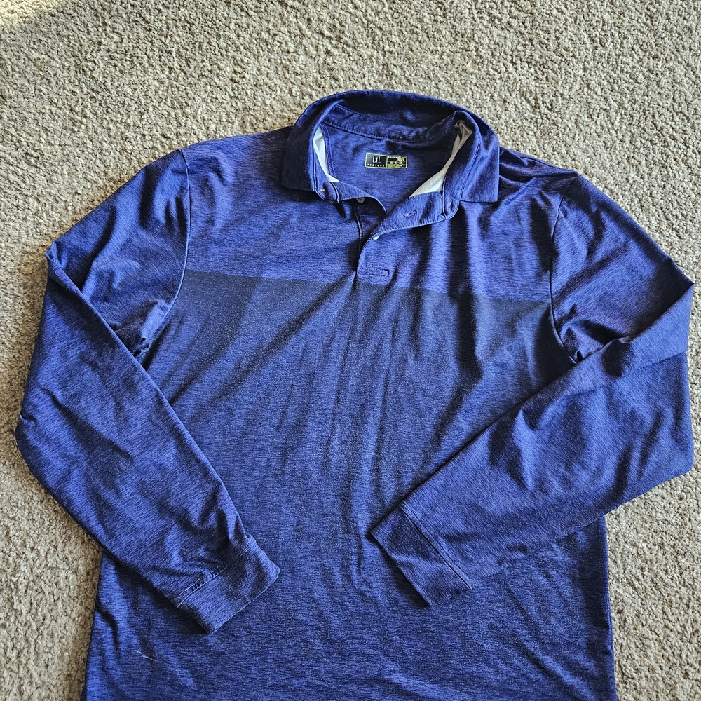 PGA Tour Men's Purple Long Sleeve Polo Medium